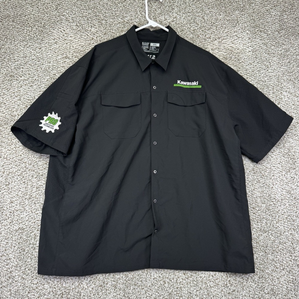 5.11 Tactical Kawasaki Pro Shirt Men's 2XL XXL Black Performance Snaps Up Vented